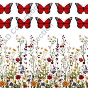 Beautifull Flower Border With Butterflies